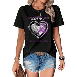 100% Cotton My Daughters Fight Purple Hodgkins Lymphoma Cancer Awareness T-Shirt