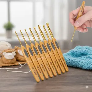 Ergonomic Knitting Needles Set with Anti-Slip Rubber Grip, Aluminum Crochet Hooks & Soft-Touch Plastic Tips, 8-Piece Portable Craft Kit with Storage Case for Yarn Enthusiasts