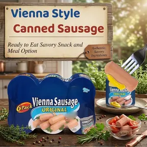 Canned Vienna Sausage, Original Style Ready to Serve Meat Snack, Convenient Pantry Food Pack, Pack of 6