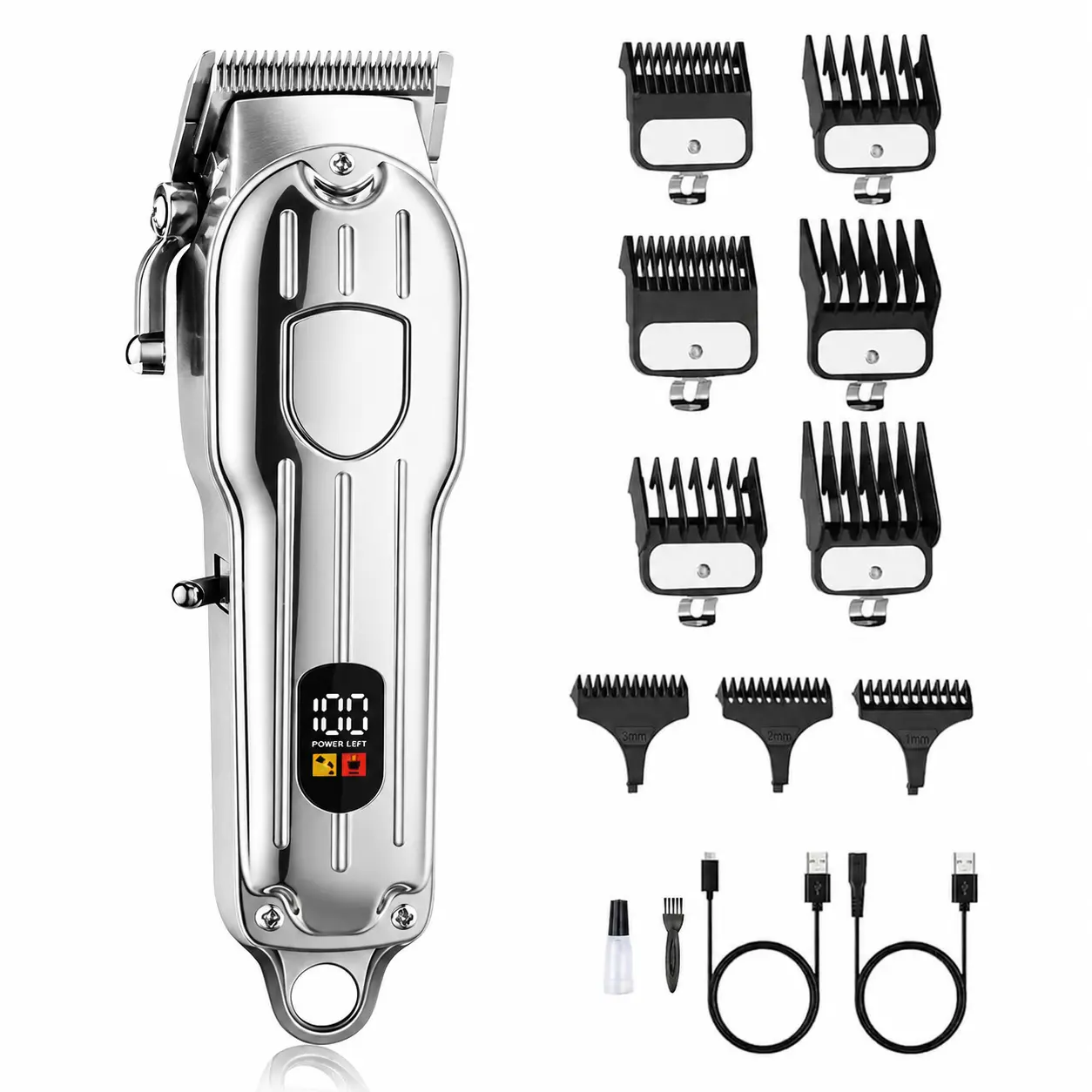 Professional Hair Clippers for Men, Cordless Hair Trimmer Kit, LCD Display, Hair Cutting Set, Wireless Barber Clippers, Rechargeable Haircut Machine, Family Home Use