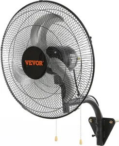 VEVOR 18 / 20 / 24 /30 Inch Wall-Mount Misting Fan, 3-speed IP44 Waterproof Oscillating, Max.4000 4650 7000 9500 CFM Wall Mounted Fan for Outdoor, Commercial, Residential, Greenhouse, Workshop, Patio, Black, ETL Listed