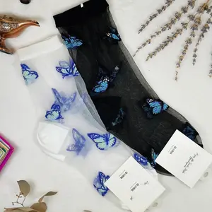 Mesh Embroidery Socks, Cute Socks, Women’s Socks, Girl’s Socks, Embroidery Socks