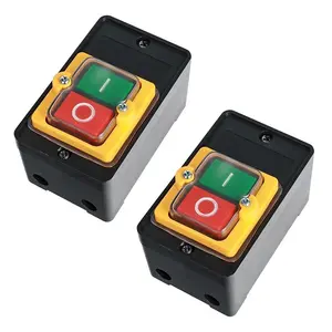 2Counts/Set Waterproof and dustproof push-button switch 10A 250V/380V emergency stop control switch, waterproof power switch for plastic motor of cutting machine bench drill, protective emergency stop button device.