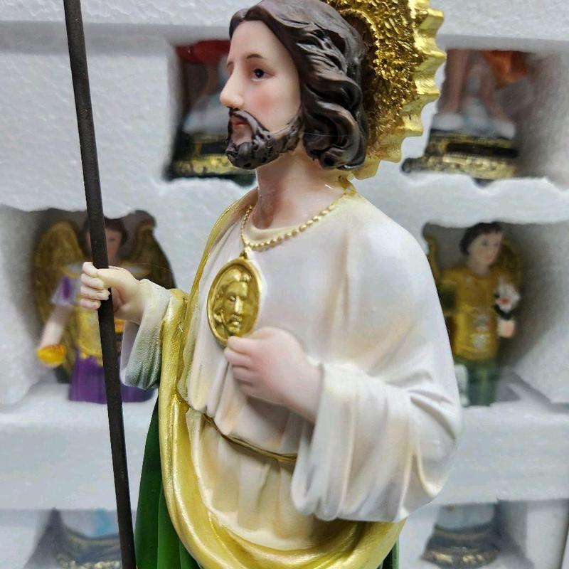 San Judas 12" Inches Tall 20057-12 Classic Estatua - Detailed Figure with Green and Gold Robe Brand New Statue St Jude Thaddeus Patron Saint of the impossible Religious Decor San Juditas
