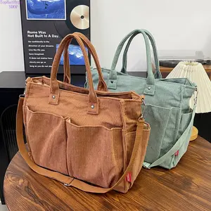 2026 New Corduroy Tote Bag for Women, Casual Minimalist Large Capacity Shoulder Bag, Versatile Crossbody & Top Handle Handbag, Soft Lightweight Daily Purse Perfect for Work, Commute, School, Shopping, Travel & Everyday Outings