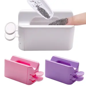 Multi-functional nail powder recycling box, loose powder, glitter, micro diamond felt crushed powder storage collection box with funnel, packaged nail tool, Beauty Supplies Organizer