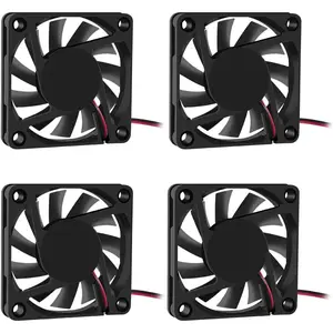 Fan 60x60x10 mm DC 12V 6010 Brushless Cooling Fan, Replacement Ball Bearing 60mm Fan for Cooling DIY PC Computer Case Fan - 2 Pin Case Fan (Pack of 4Pcs)