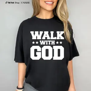 Walk With God Letter Tee for Men and Women – Christian Casual Cotton Streetwear