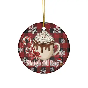 Cozy Winter Ceramic Ornament, Sleigh All Day Holiday Decor, Christmas Gift, Tree Decoration, Festive Home Decor