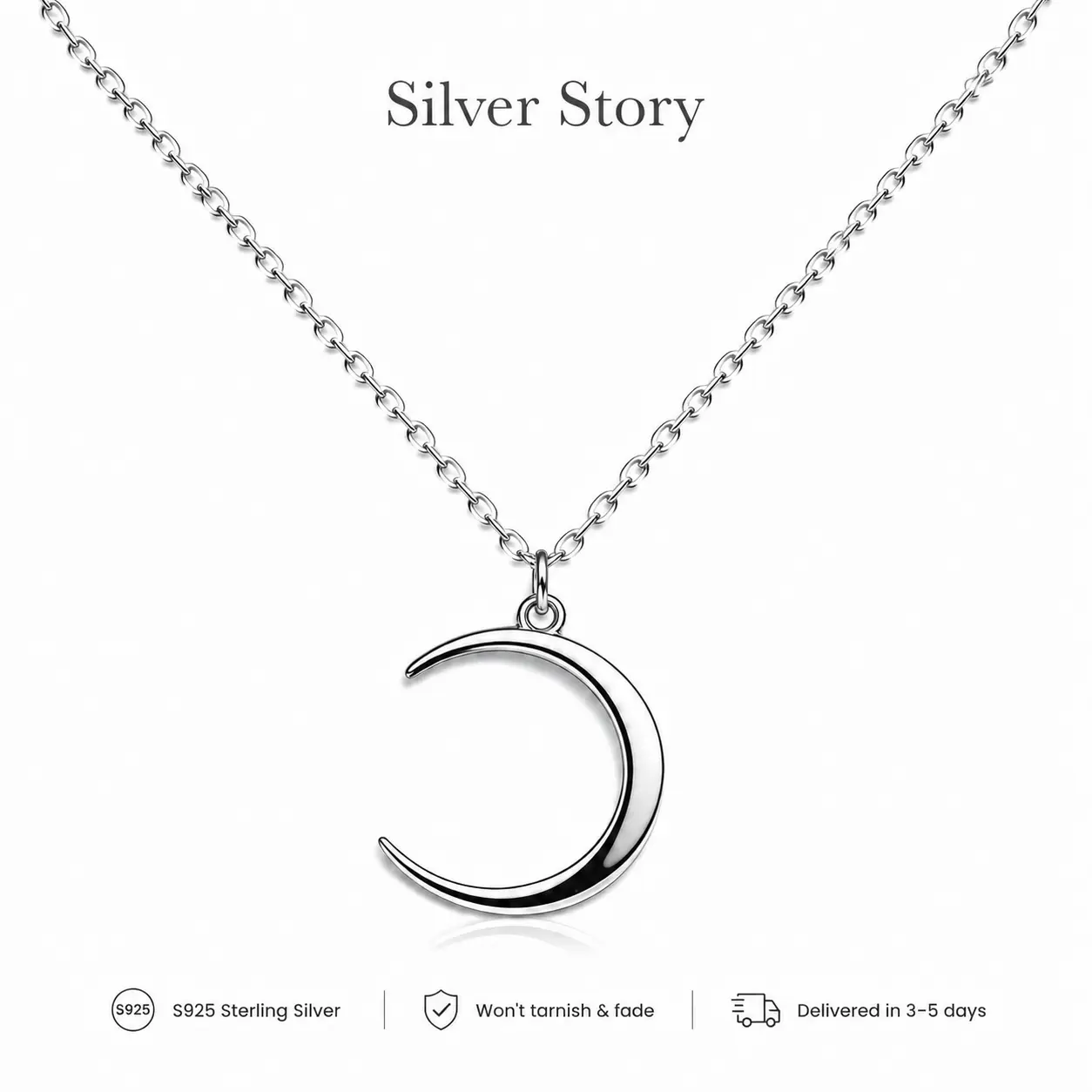 925 sterling silver Minimalist Crescent Moon Necklace for Women Celestial Silver Pendant Necklace Aesthetic Moon Jewelry for Everyday Wear Layering Chain Necklace Birthday Anniversary Christmas Gift for Her celestial jewelry