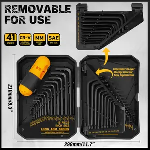 ELEAD 41-Piece Hex Key Allen Wrench Work Tool Kit, Chrome Vanadium Steel Heat-Treated with Torque Handle, CR-V Hex Keys (SAE 0.028"-3/8", Metric 0.7mm-10mm, Torx T9-T50) in Storage Case, Work Tools,father'sdaygifts