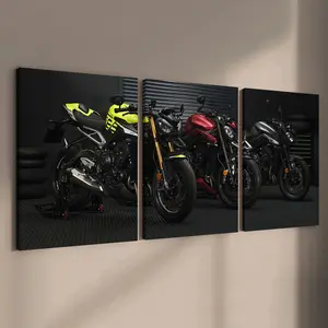 3 Counts Wooden Framed Canvas, Cool Sports Motorcycle Gallery Images, Exquisite Poster, Perfect Living Room Decoration, Modern Art, Fashion Family Poster, Wall Art Decoration, Waterproof Art, Modern Home Decor