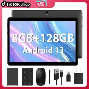 POWMUS Android 13 Tablet, 10 Inch 8GB RAM+128GB ROM / 1TB Expandable Tablet, 2.0GHz Octa Core Processor, 1280*800 HD Touch Screen, 5G WiFi6 BT 5.0, 2 in 1 Tablets with Keyboard Case Mouse Stylus Black