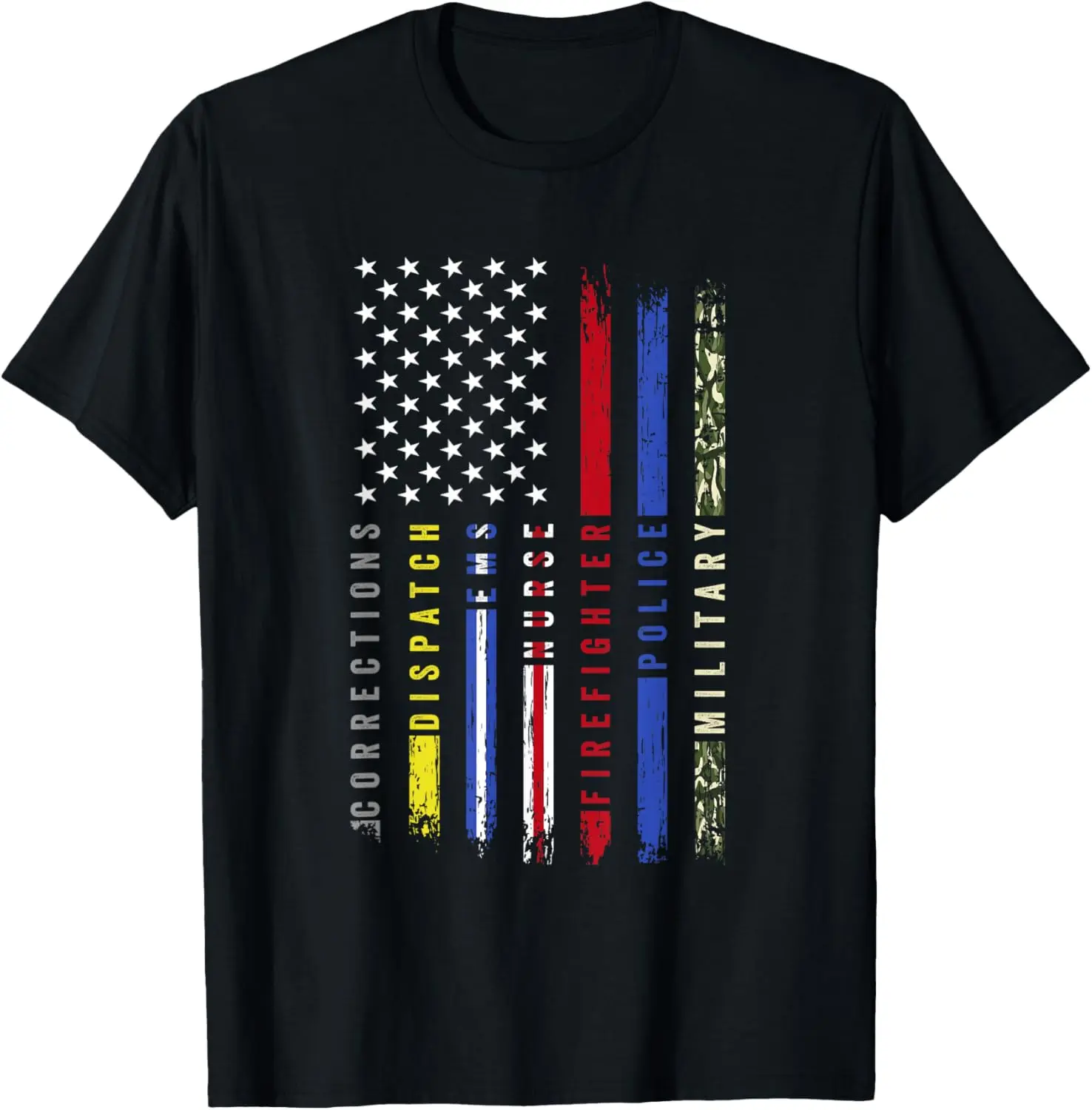 [100% Cotton] First Responder Hero Flag Nurse EMS Police Fire Brigade Military T-Shirt streetwear dtf printing graphic tees