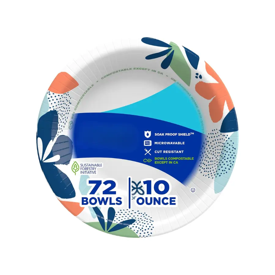 72 Count 10 Oz Small Paper Bowls, Disposable Bowls for Snacks, Desserts, Light Meals & Everyday Food Use