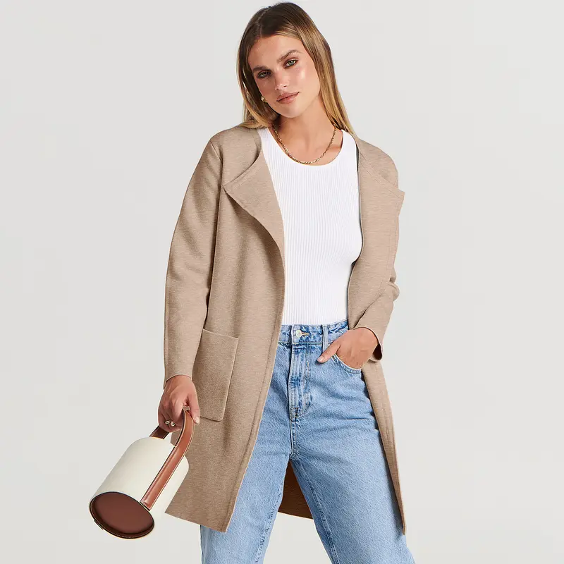 ANRABESS Women's Open Front Knit Lightweight Cardigan Casual Long Coatigan Sweater Lady Jacket Coat 2025 Fall Outerwear cardigan sweater