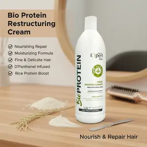 Expert Hair Bio Protein Organic Restructuring Cream for Fine and Delicate Hair 1L/33.8 fl.oz with D'panthenol and Rice Protein for Nourishing Repair and Moisturizing