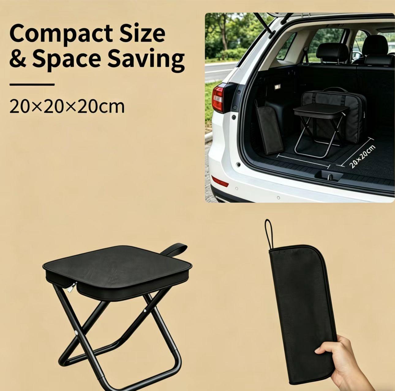 Portable Folding Stool Outdoor Camping Seat Lightweight Foldable Chair for Travel Hiking Fishing Picnic Beach Backpacking Heavy Duty Compact Pocket Stool for Adults