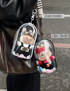 Vinyl Dustproof Display Case Cover for 17-19cm Sitting Figures - Macaron Color Theme, Protective Storage Box for Collectible Toys