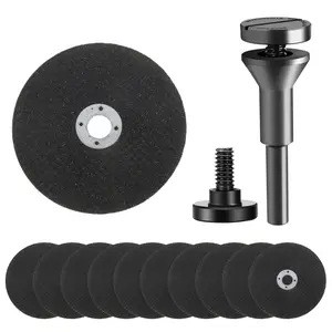 10PCS 2 Inch Die Grinder Cut-Off Wheel and 3/8in Arbor Hole 1/4in Stem Mounting Mandrel Holder Accessories, for Air Grinders Drill Rotary Tool, Mini Metal Cutting Wheels Cutter Discs