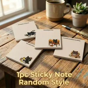 4 Set Cute Black Cat Sticky Notes Self-Stick Note Pads Kawaii Memo Notebook for Students Office Stationery Gift