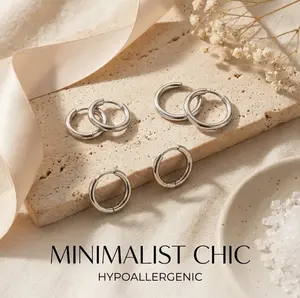 4 Pairs Hoop Earrings for Men & Women 316L Surgical Steel 8mm 10mm 12mm 14mm Silver Hypoallergenic Piercing Earrings for Lobes Cartilage Helix