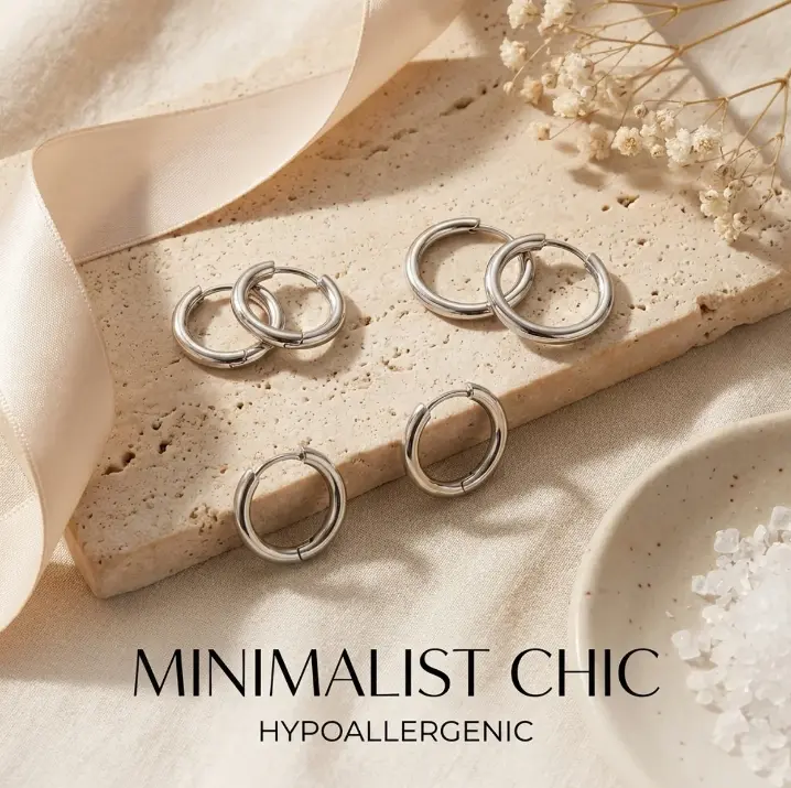 4 Pairs Hoop Earrings for Men & Women 316L Surgical Steel 8mm 10mm 12mm 14mm Silver Hypoallergenic Piercing Earrings for Lobes Cartilage Helix