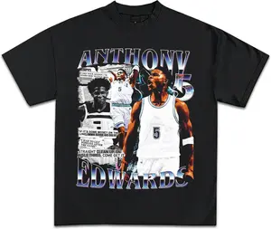 Vintage Basketball Graphic Tees Shirt Collection Rap Hip-Hop Style Y2K Streetwear for Men Women Men's Black Graphic T-Shirt Cotton Oversized Tee Streetwear Fashion