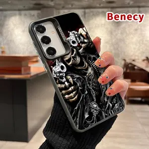 Phone Case Compatible with Galaxy S23 Ultra S24 Plus S25 S22+ Dark Legend Skull Pattern Shockproof Silicone PC Back Protective Smartphone Cover Cellphone Protective