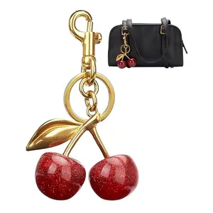 Cherry Keychain Charm, Cherry Key Chain Charms for Purse, Cherry Charms for Handbags, Cute Bag Charms for Tote Bags, Keychain Accessories for Women Birthday Christmas Gifts