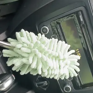 Car Interior Duster with Extension Pole Soft Dash Vent Dusting  New Car Must Haves Cleaning Supplies Detailing Wash Brushes with Long Handle Duster Cleaner Tool Light Green Retractable