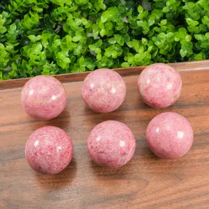 Natural Thulite Crystal Sphere, Pink Zoisite Polished Ball Healing Stone for Meditation, Energy Crystal Decor Gift