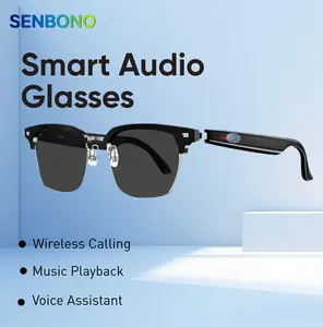 SENBONO 2026 Modern Wearable Bluetooth Smart Audio Glasses - Open-Ear Stereo Sound, Hands-Free Calling, Music Playback, Sweatproof, Ultra-Light Stylish Sport Eyewear Compatible with Mobile Phones for Outdoor Running, Driving