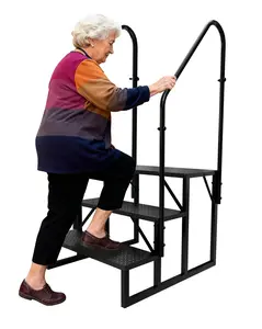 [LuckyNote] RV Steps with 2 Handrails｜3 Step RV Stairs with Handrail｜Update 3.0 Outdoor RV Ladders with Anti-Slip Pedals｜Mobile Home Stairs for Travel Trailers｜Heavy Duty Hot Tub Steps for Porch, Spa