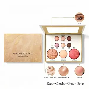 Holiday Baked Starter Kit-Full Face Makeup Palette,Eyeshadow,Contour, Blush,Highlighter, Inner Corner Brightener, Multi-Functiona Cosmetic Palette Multi-Purpose