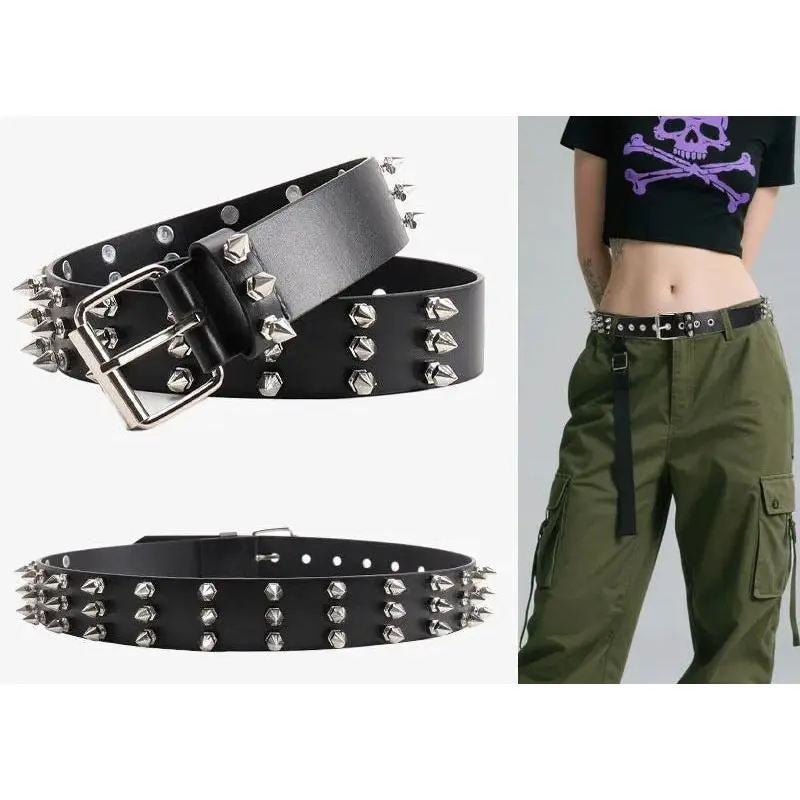 Pyramid Spikes 3 Row Unisex Belt
