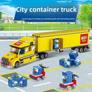 New Modern City Big Cargo Freight Truck Semi Trailer truck Large Heavy Goods Vehicle Car Model Building Blocks Bricks Kids Toys Bricker Build Sets