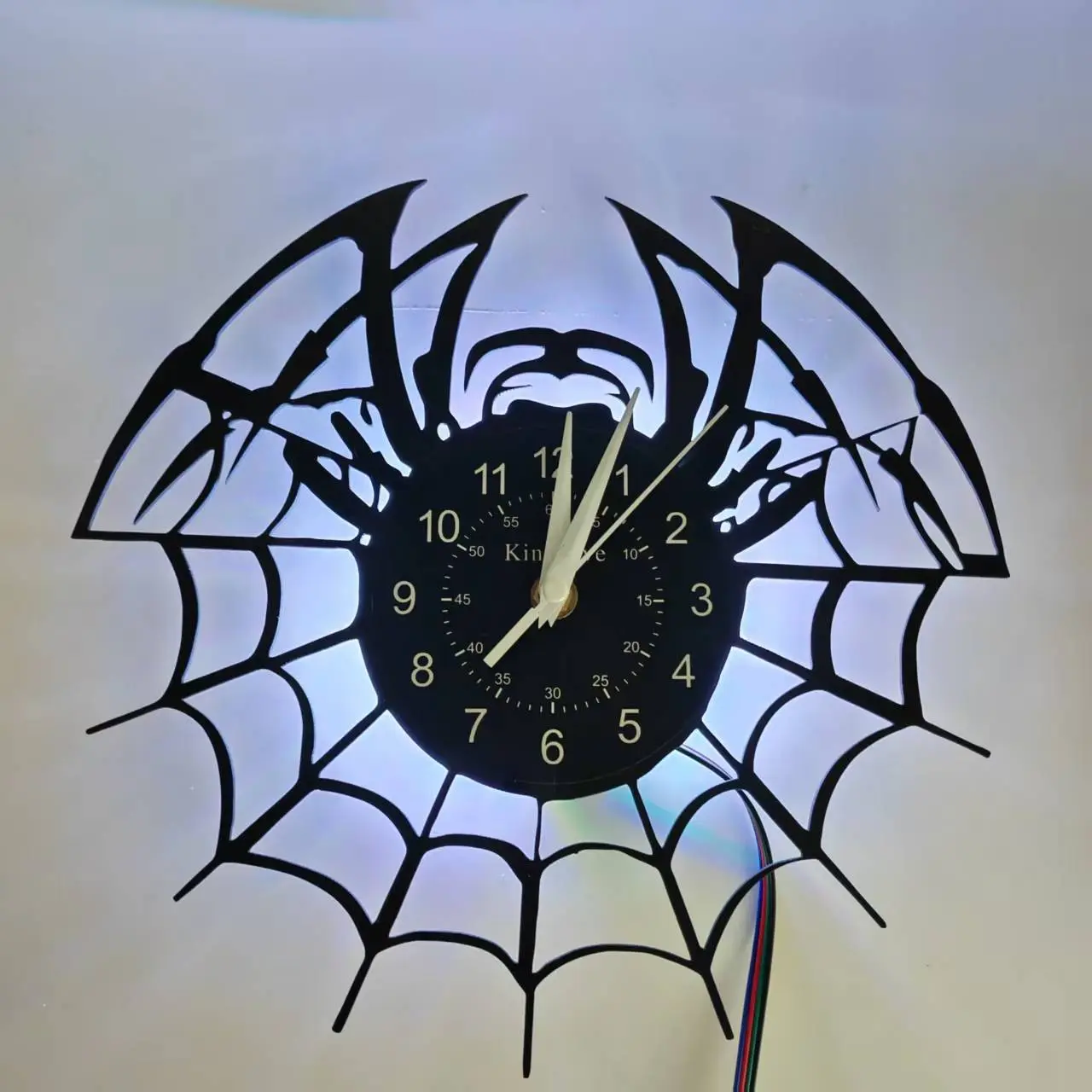 Cool Spider Web LED Vinyl Record Wall Clock, Halloween Decoration, Game Room Setup, Superhero Gift, Unique Home Decor