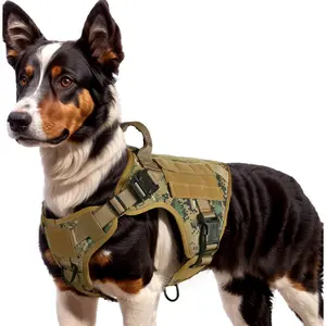 Niubya Tactical Dog Harness for Large Dogs, Heavy Duty Dog Harness with Handle, No-Pull Service Dog Vest Large Breed, Adjustable Military Dog Vest Harness for Training Hunting Walking, Black, L tactical harness cat automatic