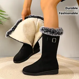 [Cozy Winter Boots] Women's Winter Boots - Slip-resistant PU Sole, Soft Plush Fabric Lining, Durable Grip - Black Cold Weather Footwear for Everyday & Formal Events - Cozy Booties, Ladies Winter Boots, Formal Cold Boots, Fashionable Booties