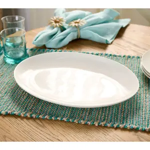 Home Reflections 14"x10.5" Oval Porcelain Serving Platter Home Reflections 14"x10.5" Oval Porcelain Serving Platter