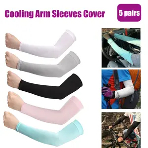 5 Pairs Cooling Arm Sleeves Cover UV Sun Protection Gardening Outdoors Sports Workouts Sunscreen Arm Sleeves