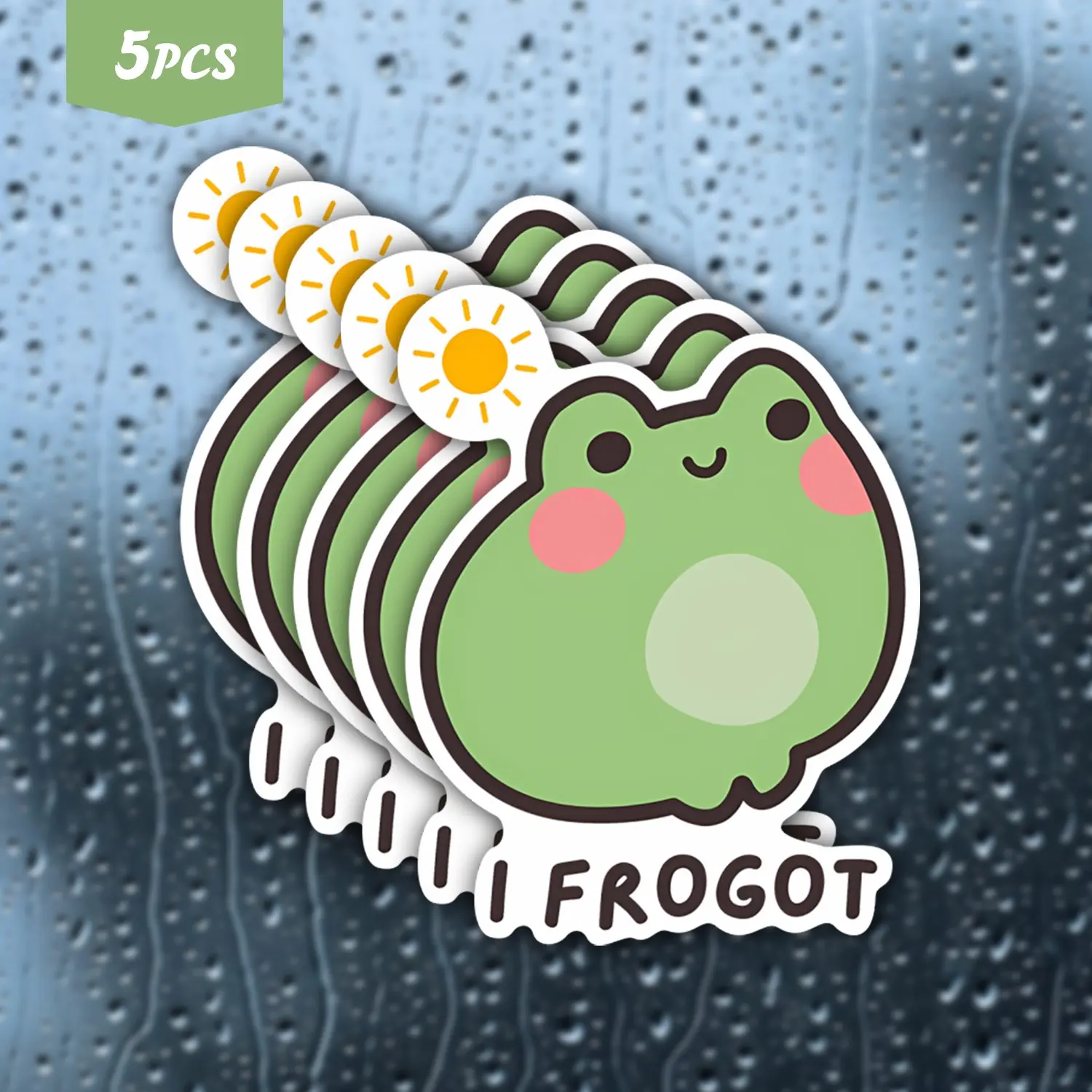 5Pcs "I Frogot" Cute Chubby Frog Waterproof Vinyl Sticker, Kawaii Sunlit Frog Self-Adhesive Decal, Suitable For Water Bottles, Laptops, Journals, Ideal For Frog Lovers, Pun Fans And Whimsical Vibe Enthusiasts
