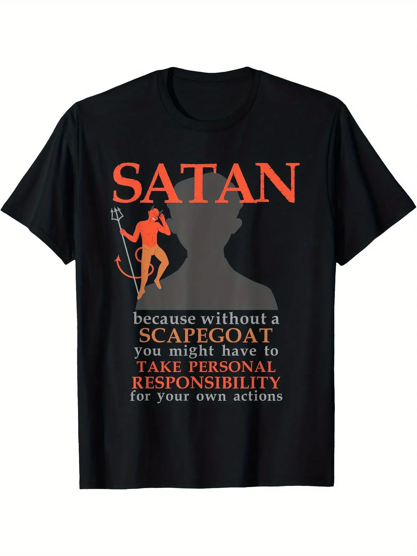 Satan Loves Me Atheist Graphic T-shirt _ Casual Cr unisex soft cotton short sleeve t shirt, vintage graphic casual tee for men women teens, perfect birthday holiday gift for camping travel gym daily street casual wear