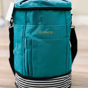 MYBAGZING Expandable Crochet Organizer Yarn & Crochet Tote with Drawstring Closure Ideal Gift for Crafters Smooth Storage Carrying Bag with 6 Pockets and Grommets for Tangle-Free Yarn