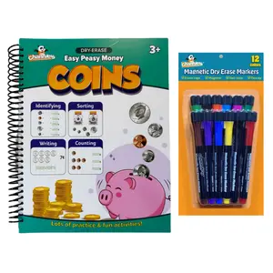 Channie’s Easy Peasy Dry Erase Money Book: Coins with 12 Magnetic Dry Erase Markers