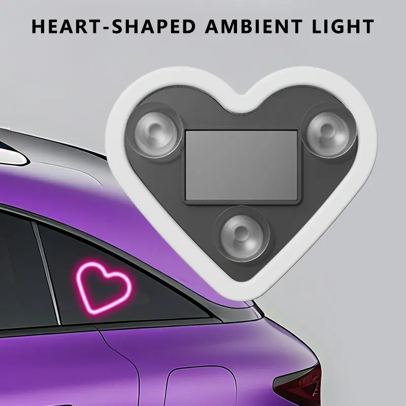 1/2Pcs Heart Shape Car Interior Solar Powered LED Neon Light with 5 Lighting Modes - Eco-Friendly Wireless Car Interior Decor, Perfect for Decorating Car Dashboards And Home Parties, ambient lighting car, interior car lights