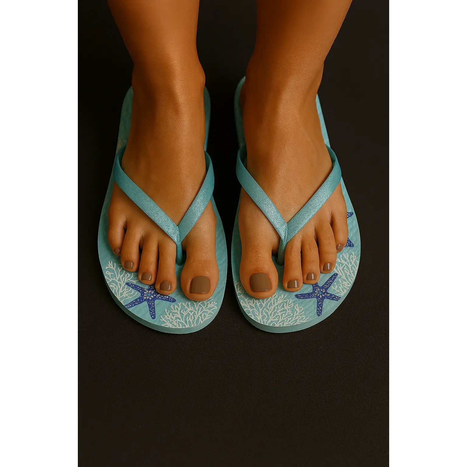 Women’s Juncture Flip Flops Teal Starfish Size Small (5/6) New!