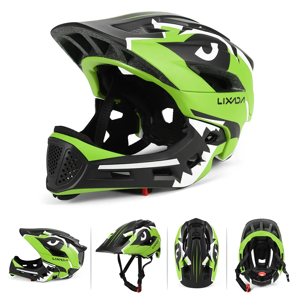 Kids Detachable Full Face Protective Helmet, Adjustable Size (52-56cm Head Size) with Sun Visor for Cycling, Skateboarding, Conversion, Ventilated Mouth Conservation, Foam, Rollerblading, Breathable, Full Face Helmet, Biking Safety, Pc Shell, Children, Fu