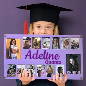 Colored Acrylic School Years Photo Frame, Personalized Custom Name PhotoBoard, Pre-k to 12, Transparent Photo display Frame, Art Gift, wall Decor